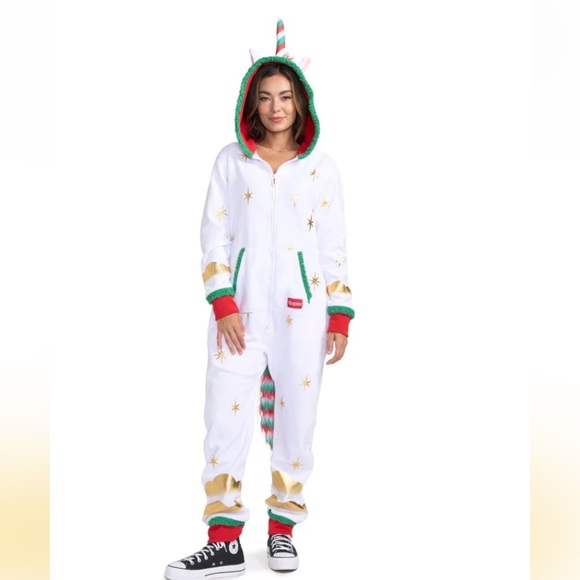 Christmas Unicorn Onesie Pajamas - Tipsy Elves Costume - Picture 2 of 14